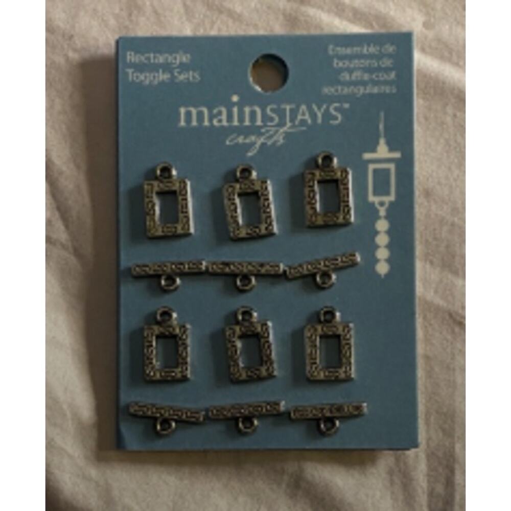 Mainstays Crafts Rectangle Toggle Sets Antique Silver Metal Closures (8 Pieces)